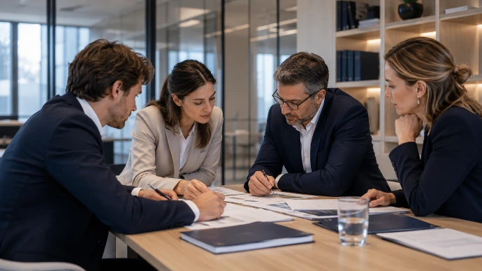 Échange professionnel dans le secteur bancaire et financier